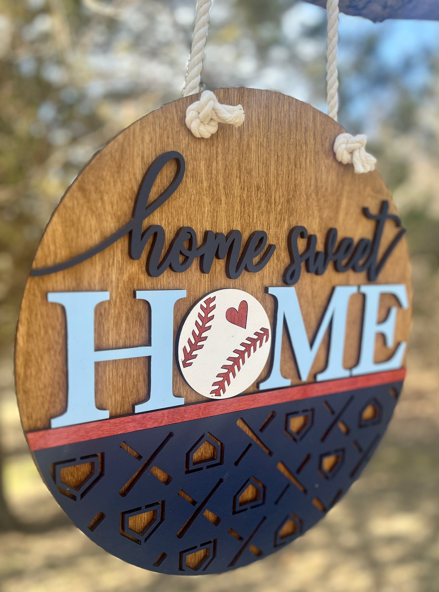 Home Sweet Home Baseball Door Hanger