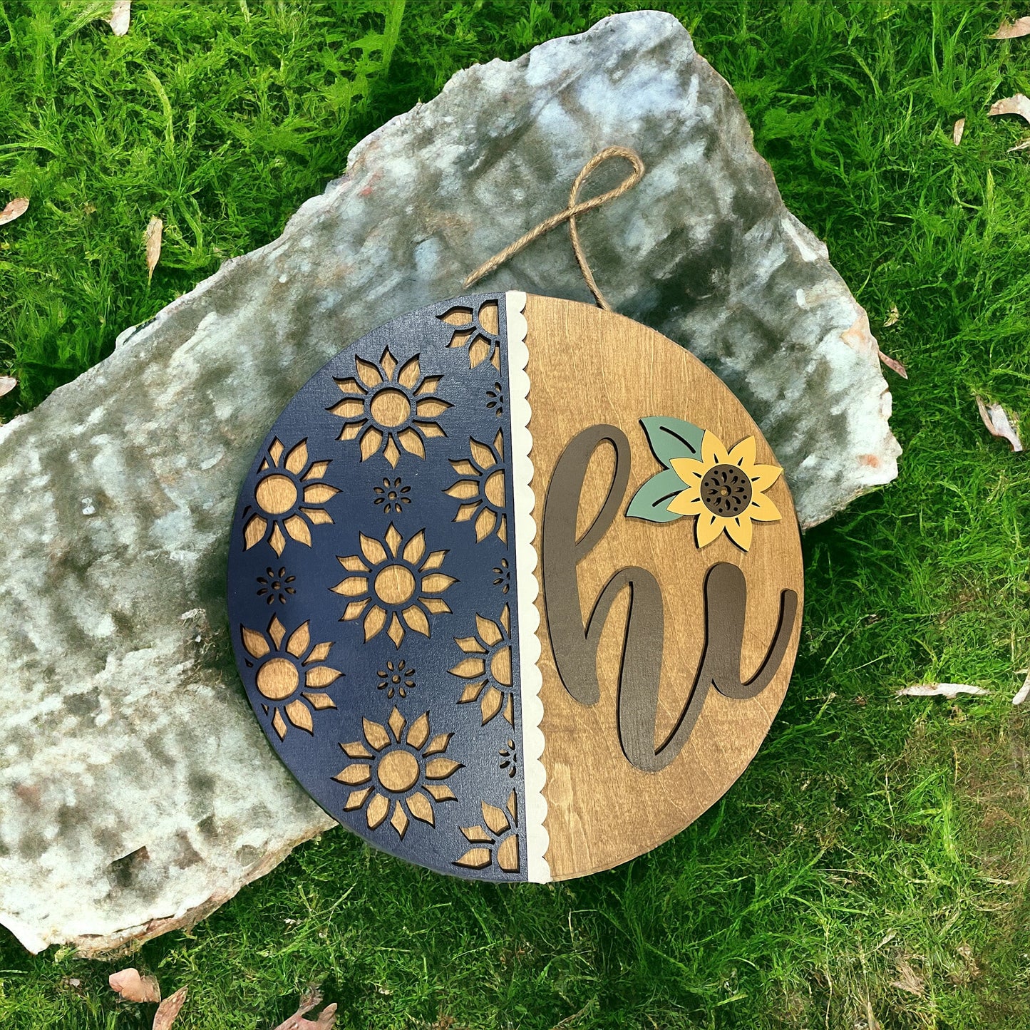Hi Sunflower Door Hanger