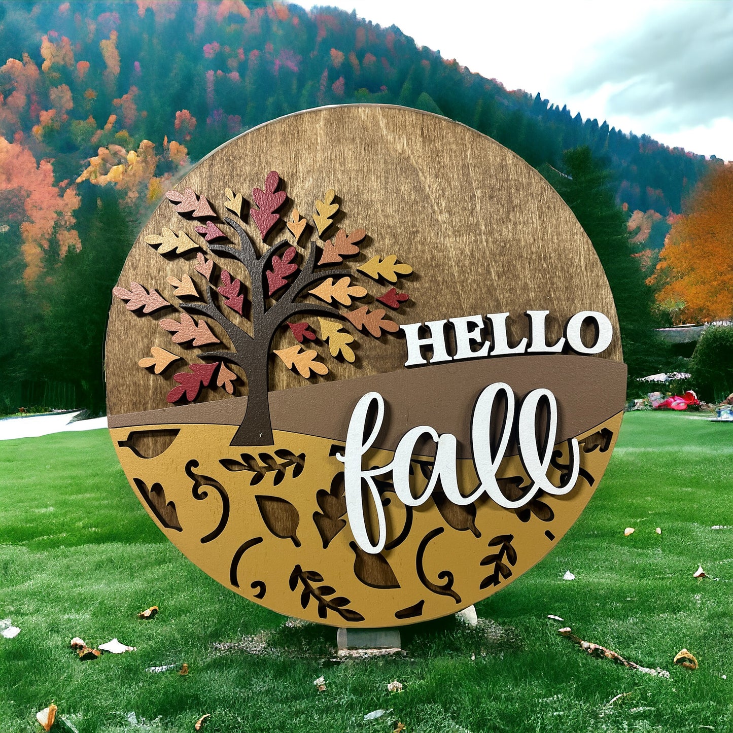 Hello Fall Tree Door Hanger