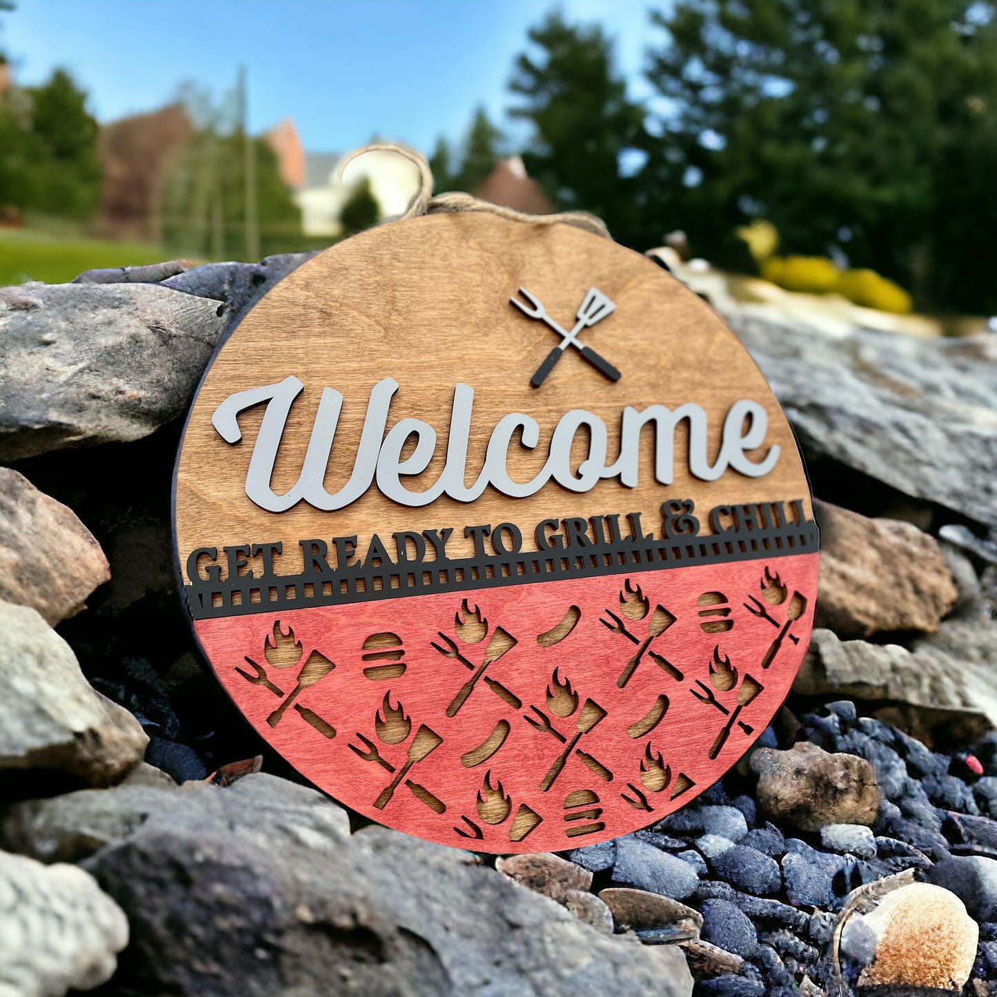 Welcome Get Ready to Grill and Chill Door Hanger