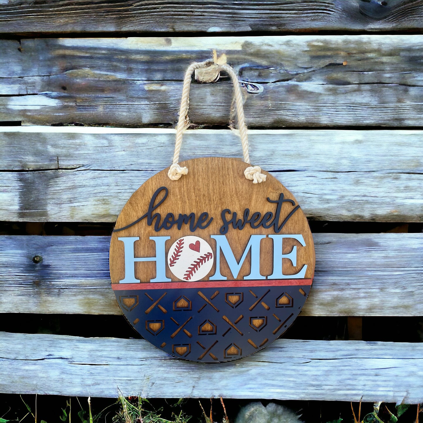 Home Sweet Home Baseball Door Hanger