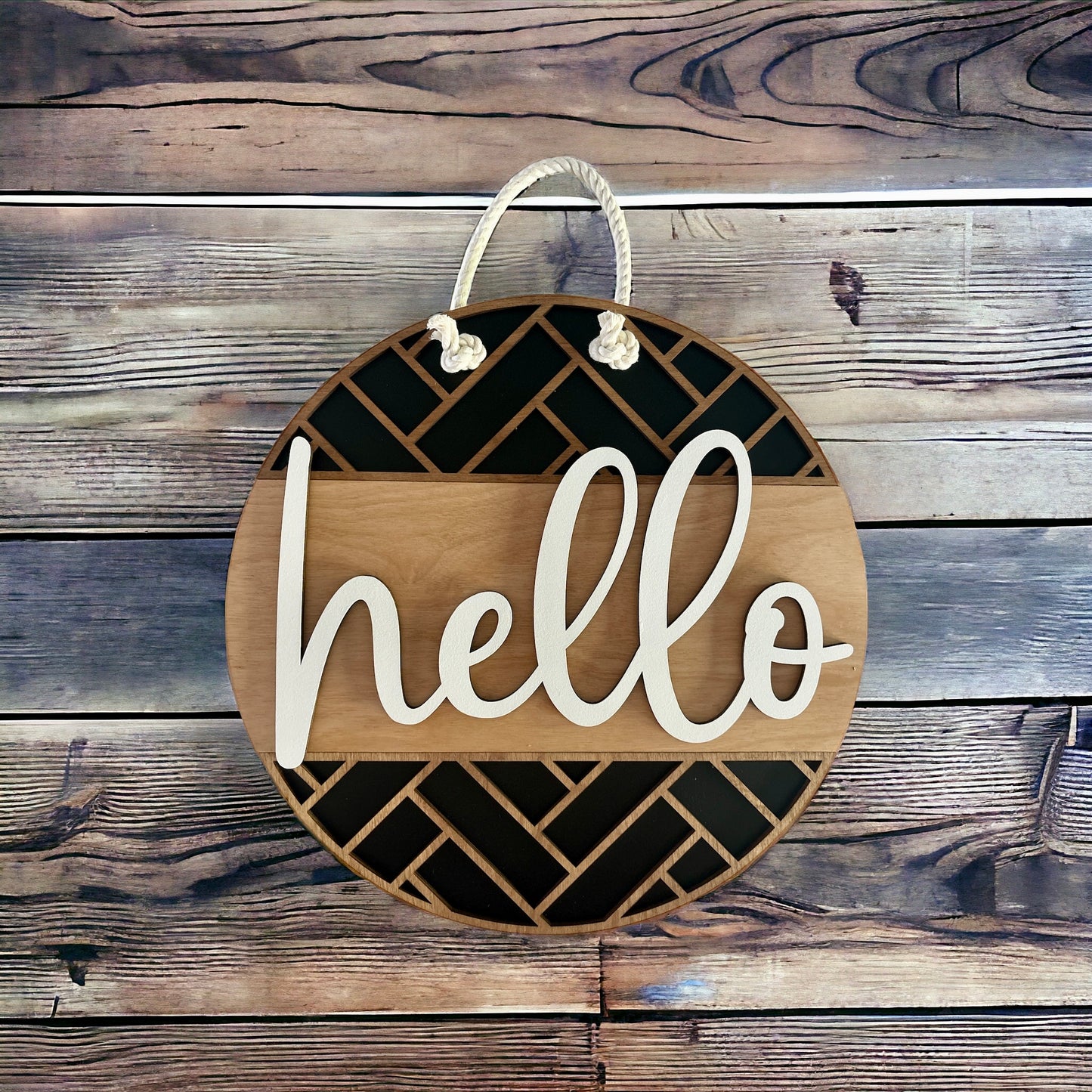 Hello Geometric Door Hanger