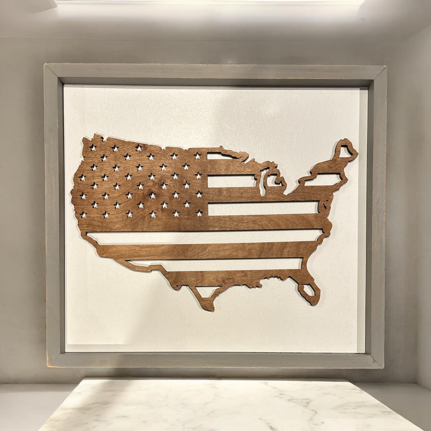Framed USA Shaped Flag