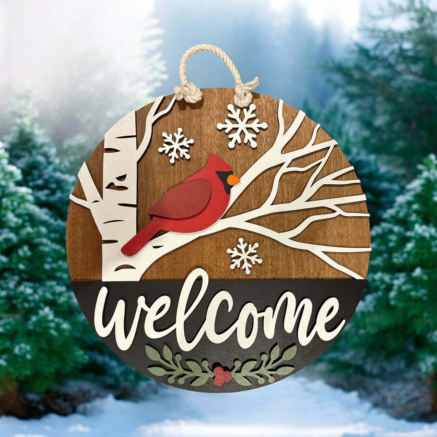 Welcome Cardinal Door Hanger