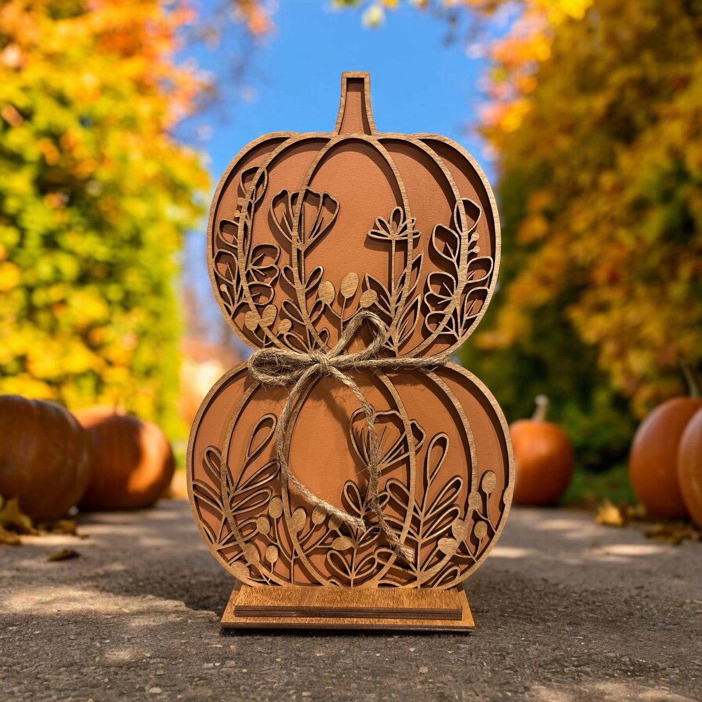 Floral Duo Stacked Pumpkin