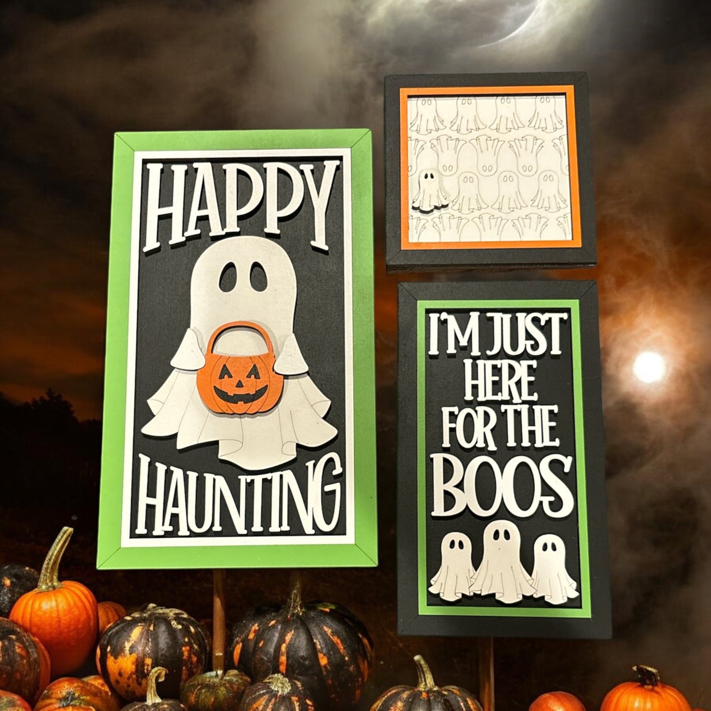 Ghost Halloween Trio Signs