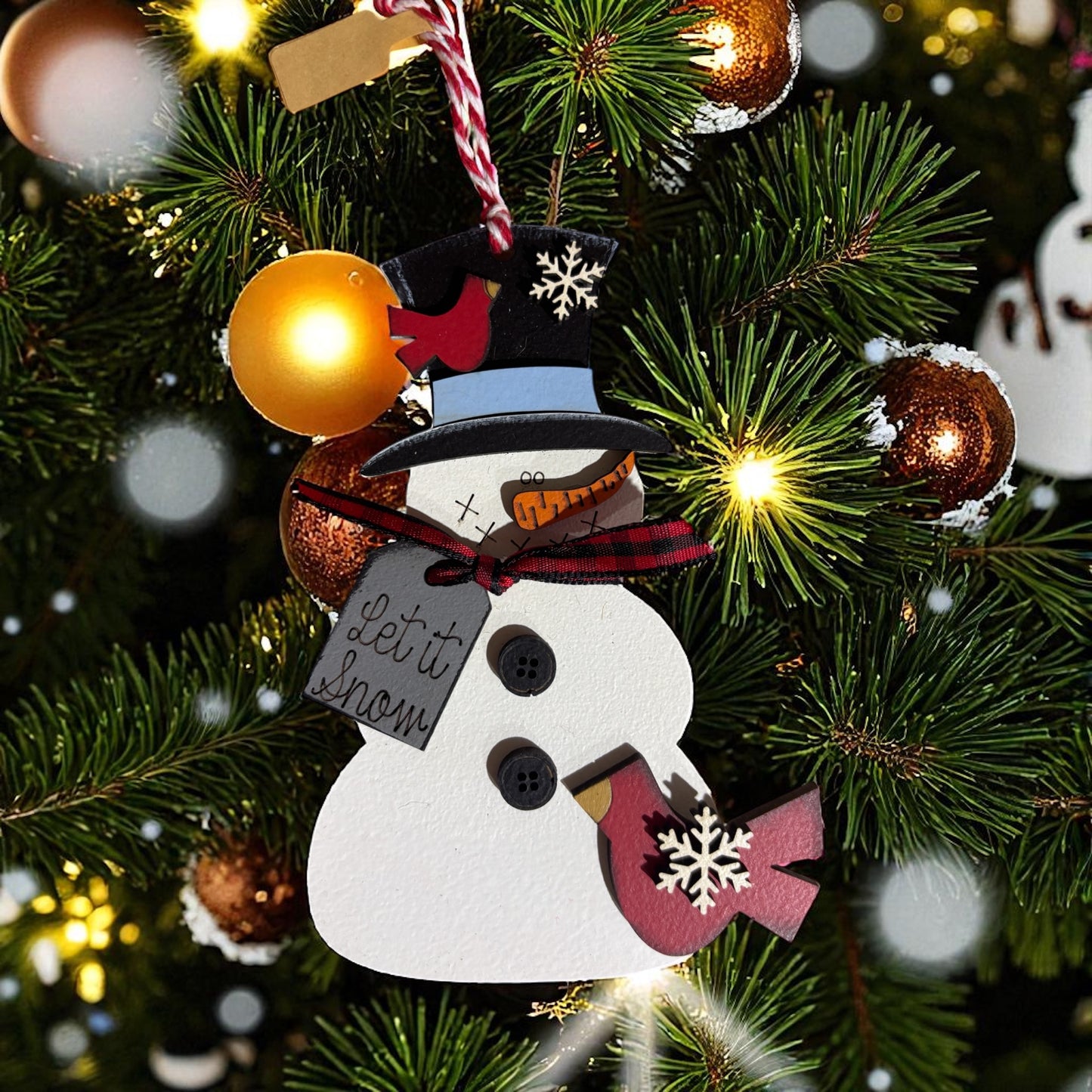 Cardinal Snowman Christmas Ornament