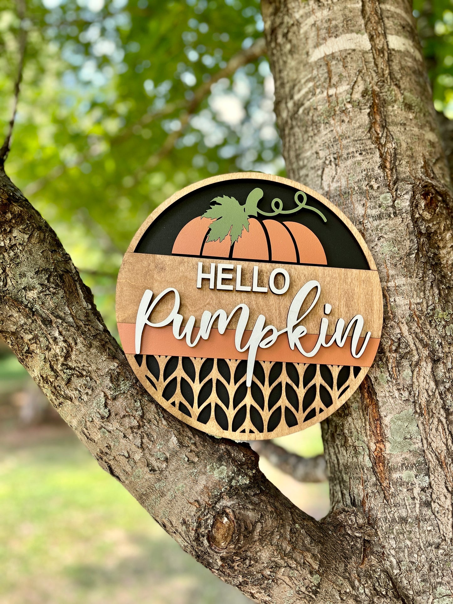 Hello Pumpkin Sweater Round Sign