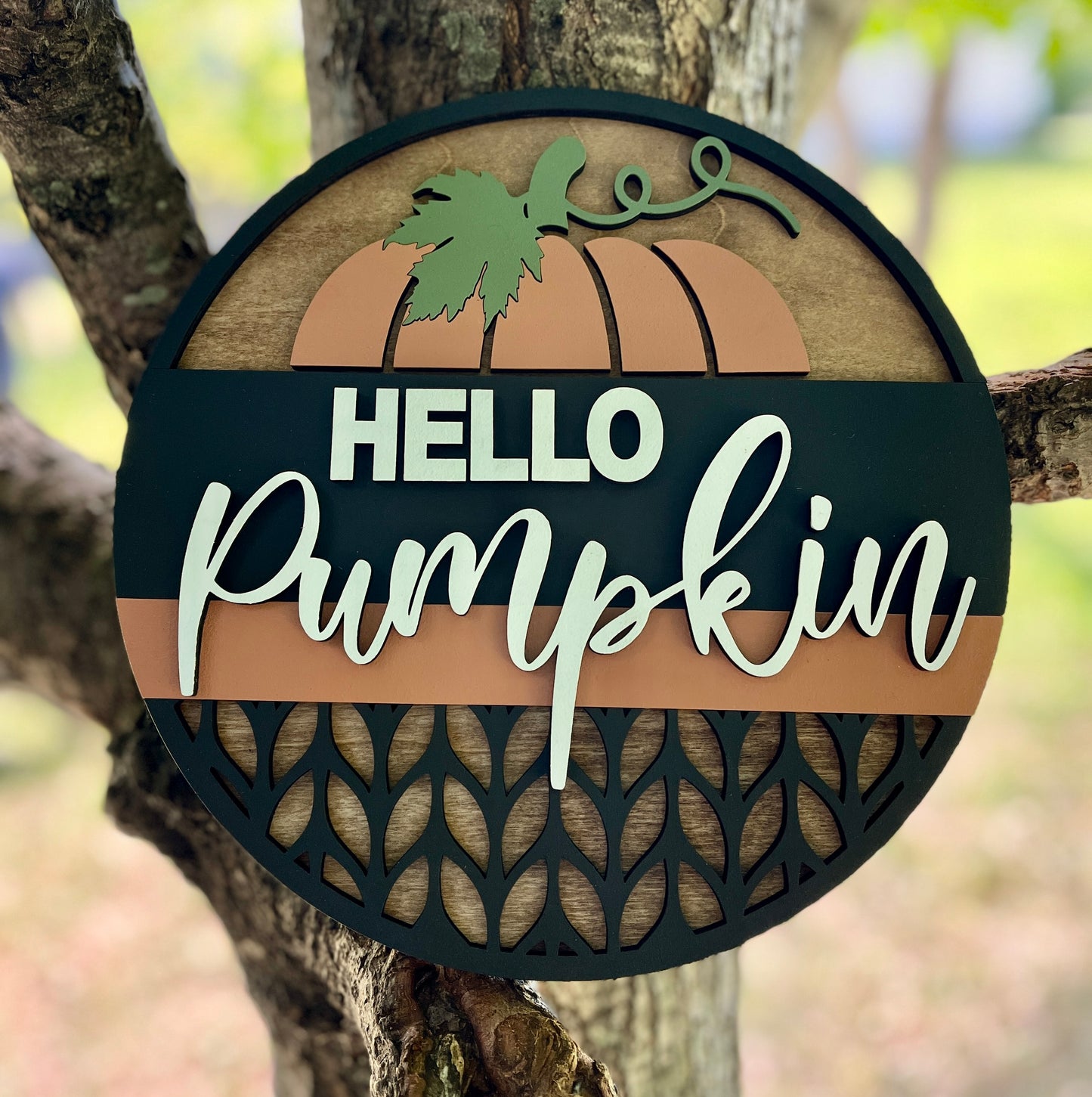 Hello Pumpkin Sweater Round Sign