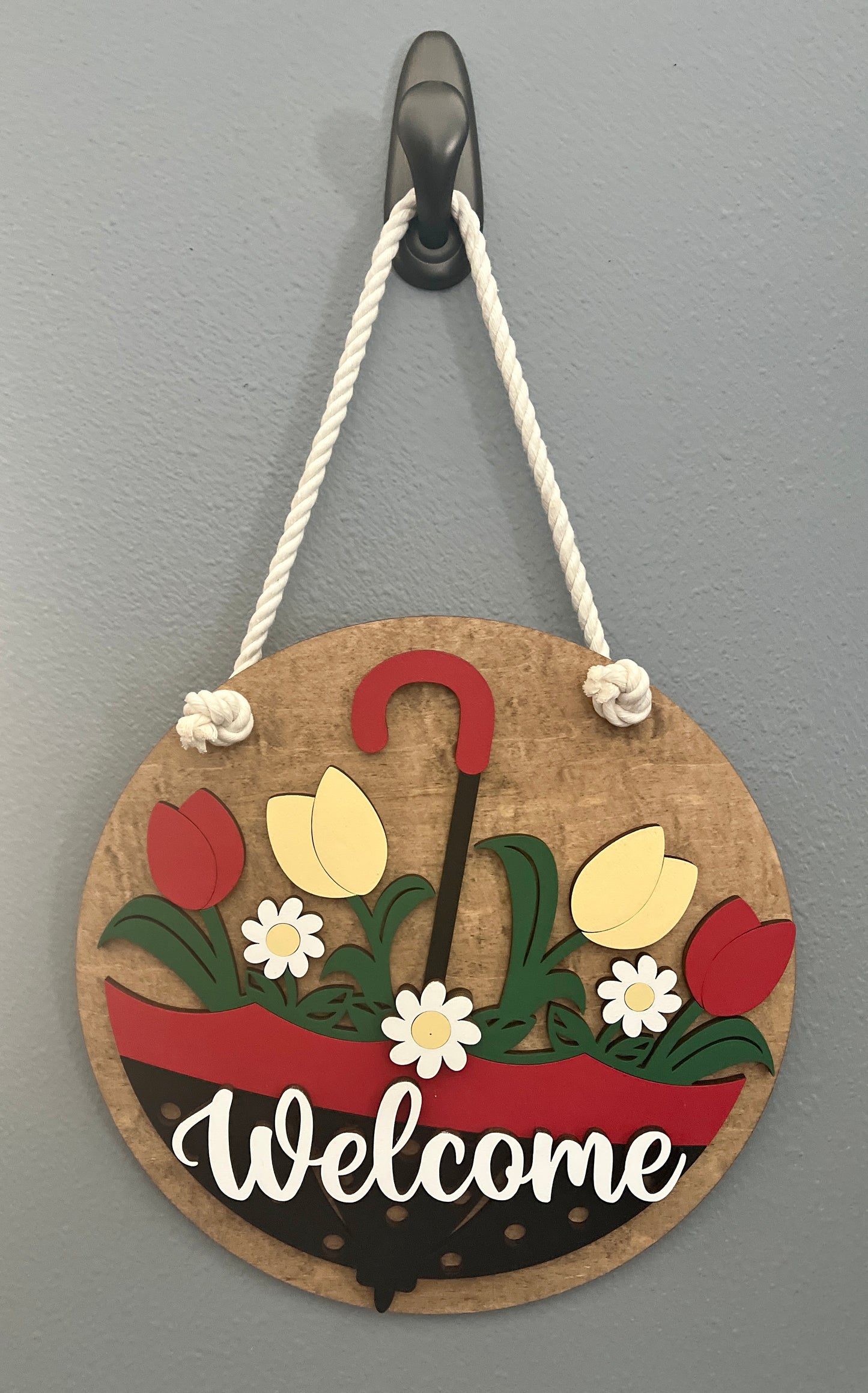Welcome Umbrella & Floral Door Hanger