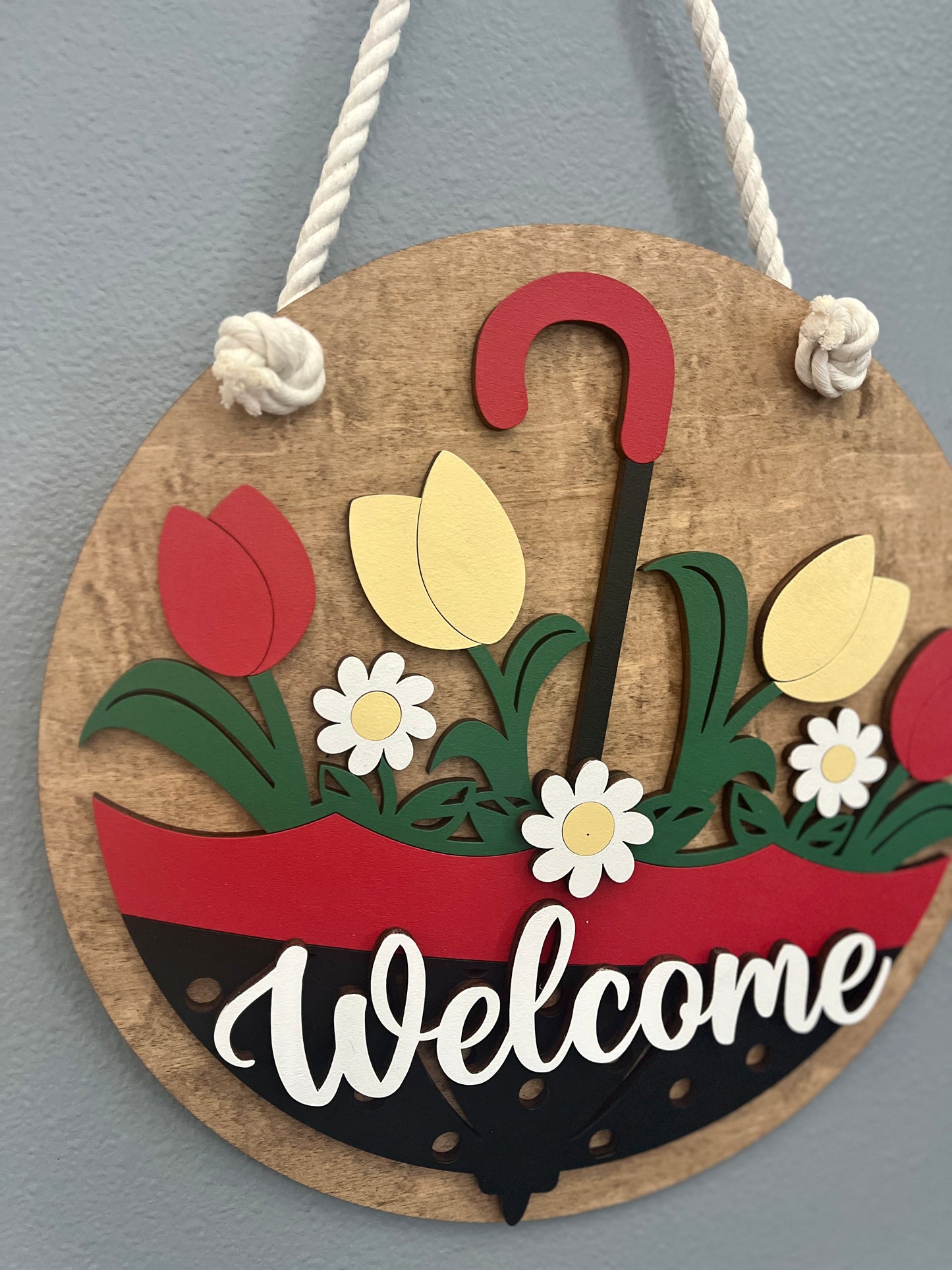 Welcome Umbrella & Floral Door Hanger