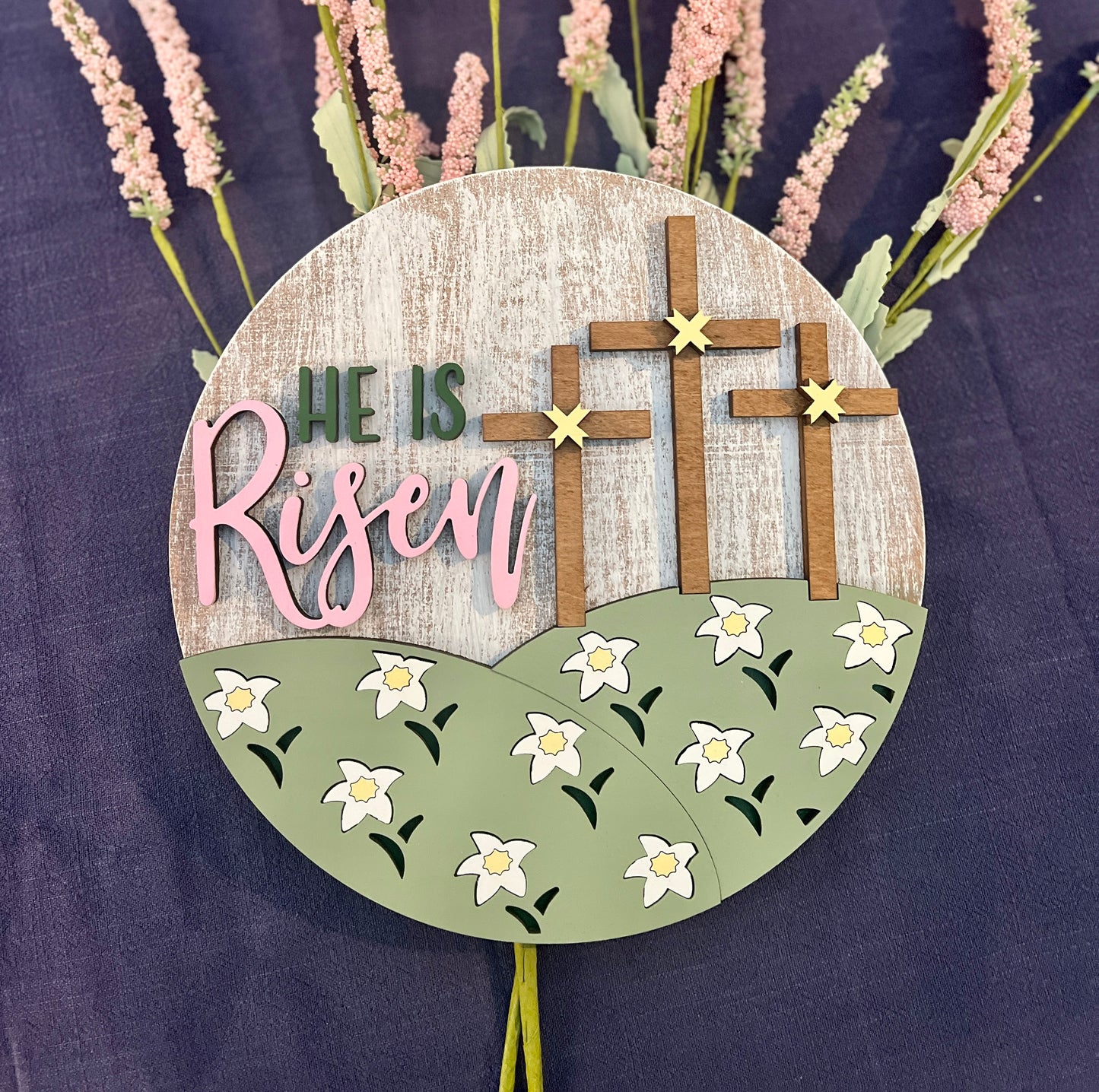 He is Risen Round Sign