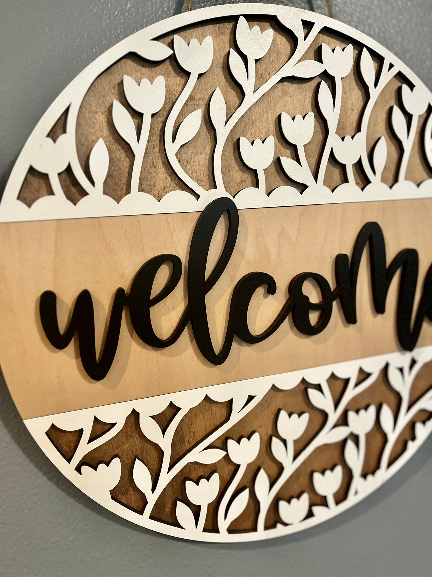 Welcome Floral Door Hanger