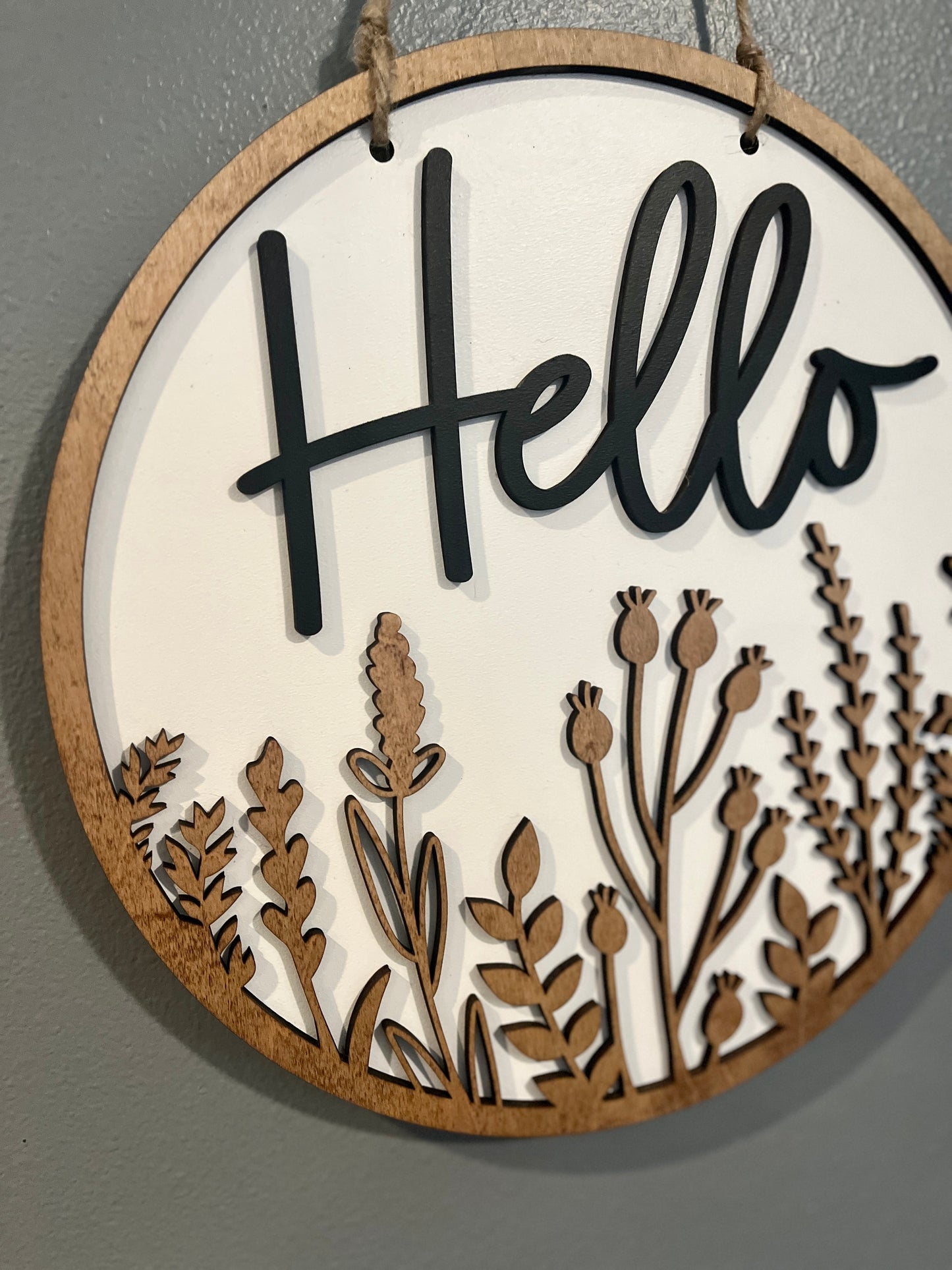 Hello Floral Door Hanger