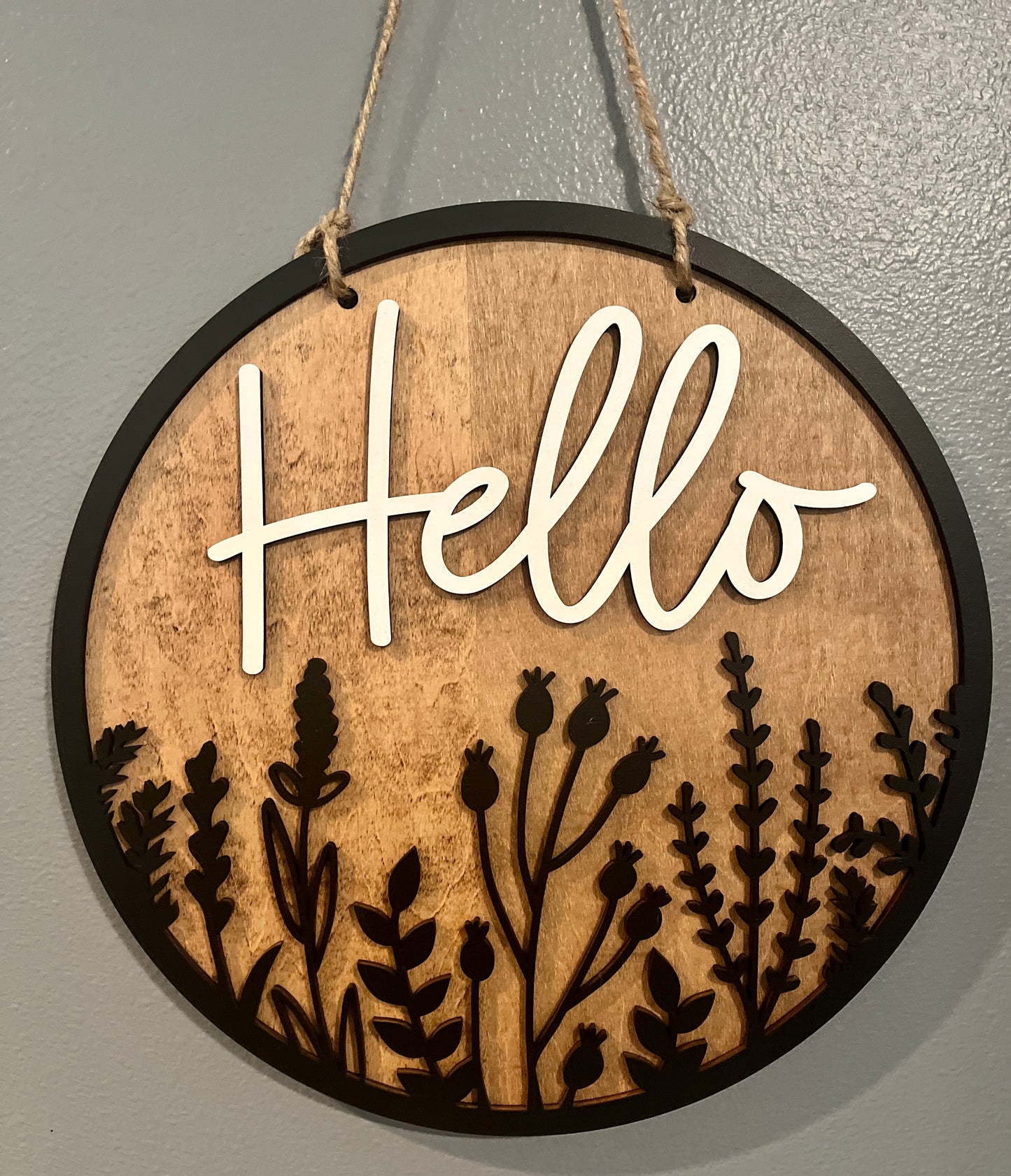 Hello Floral Door Hanger