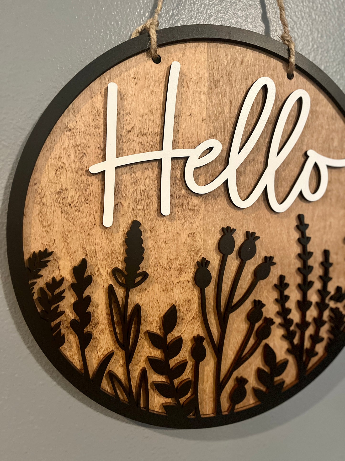Hello Floral Door Hanger