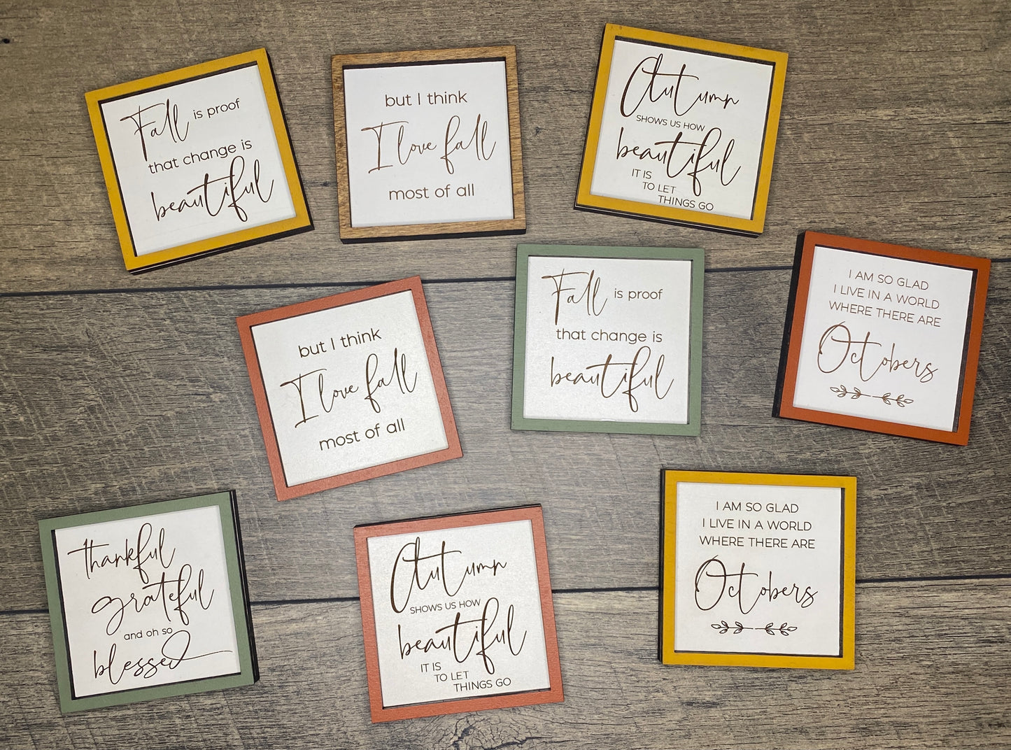 Fall Mini Signs Assorted - 3 1/2"