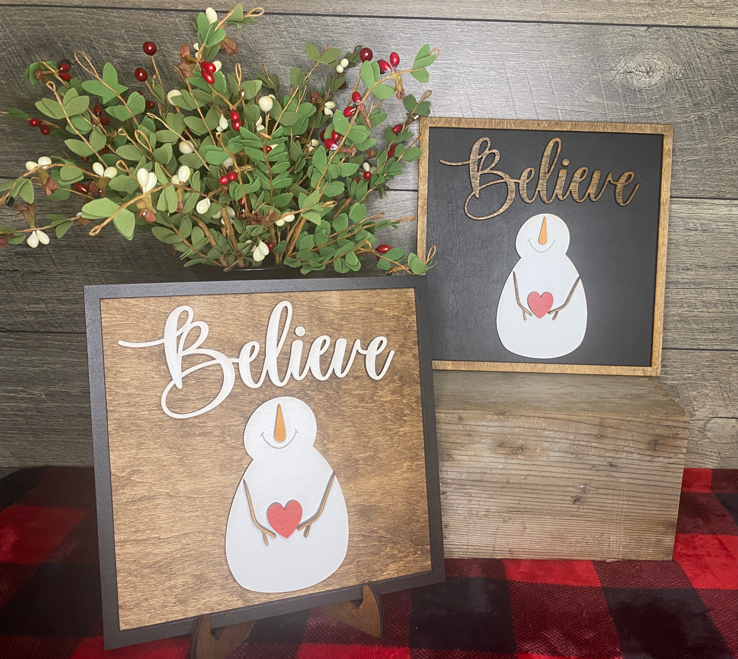Believe Snowman Sign
