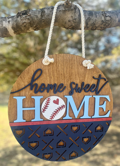 Home Sweet Home Baseball Door Hanger
