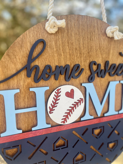 Home Sweet Home Baseball Door Hanger
