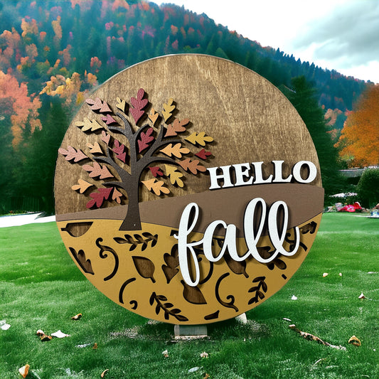 Hello Fall Tree Door Hanger