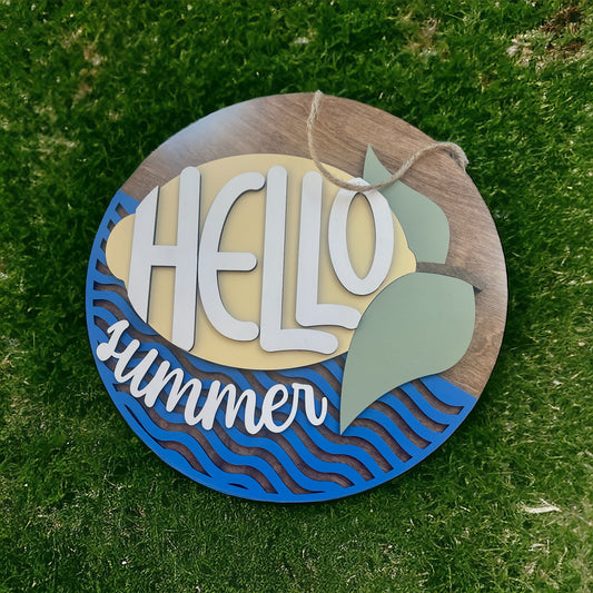 Hello Summer Lemon Door Hanger