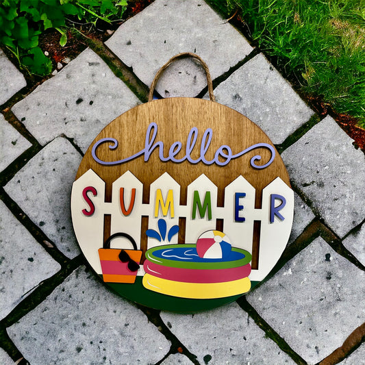 Hello Summer Pool Door Hanger