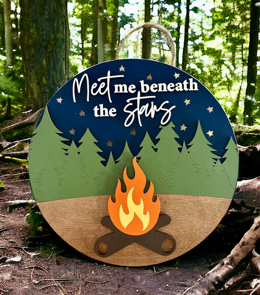 Meet me beneath the stars door hanger