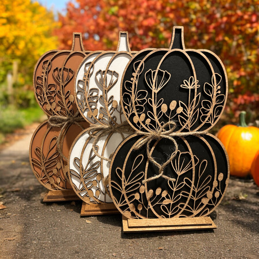 Floral Duo Stacked Pumpkin