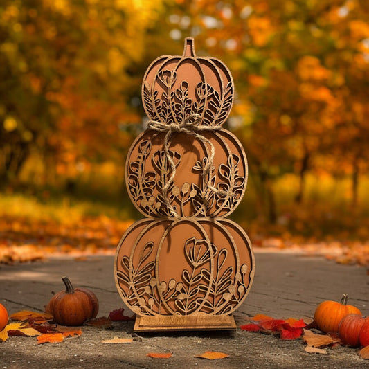 Floral Trio Stacked Pumpkin