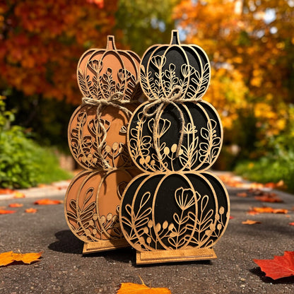 Floral Trio Stacked Pumpkin