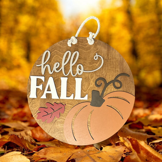 Hello Fall Pumpkin Door Hanger