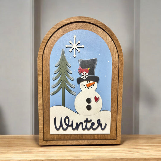 Winter Snowman Large Boho Arch Insert