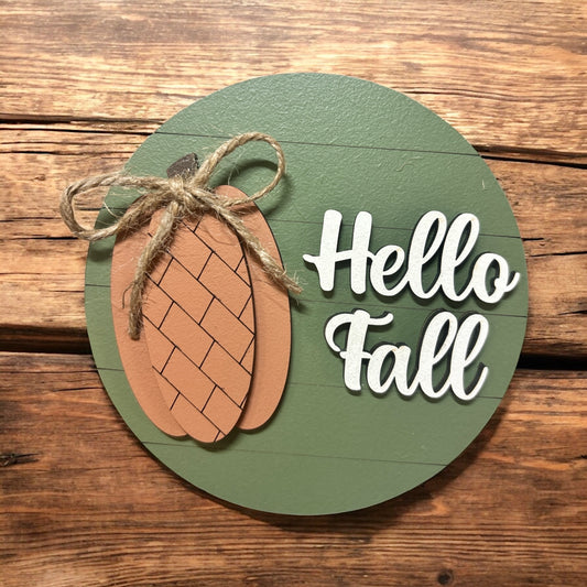 Hello Fall Pumpkin Round Insert