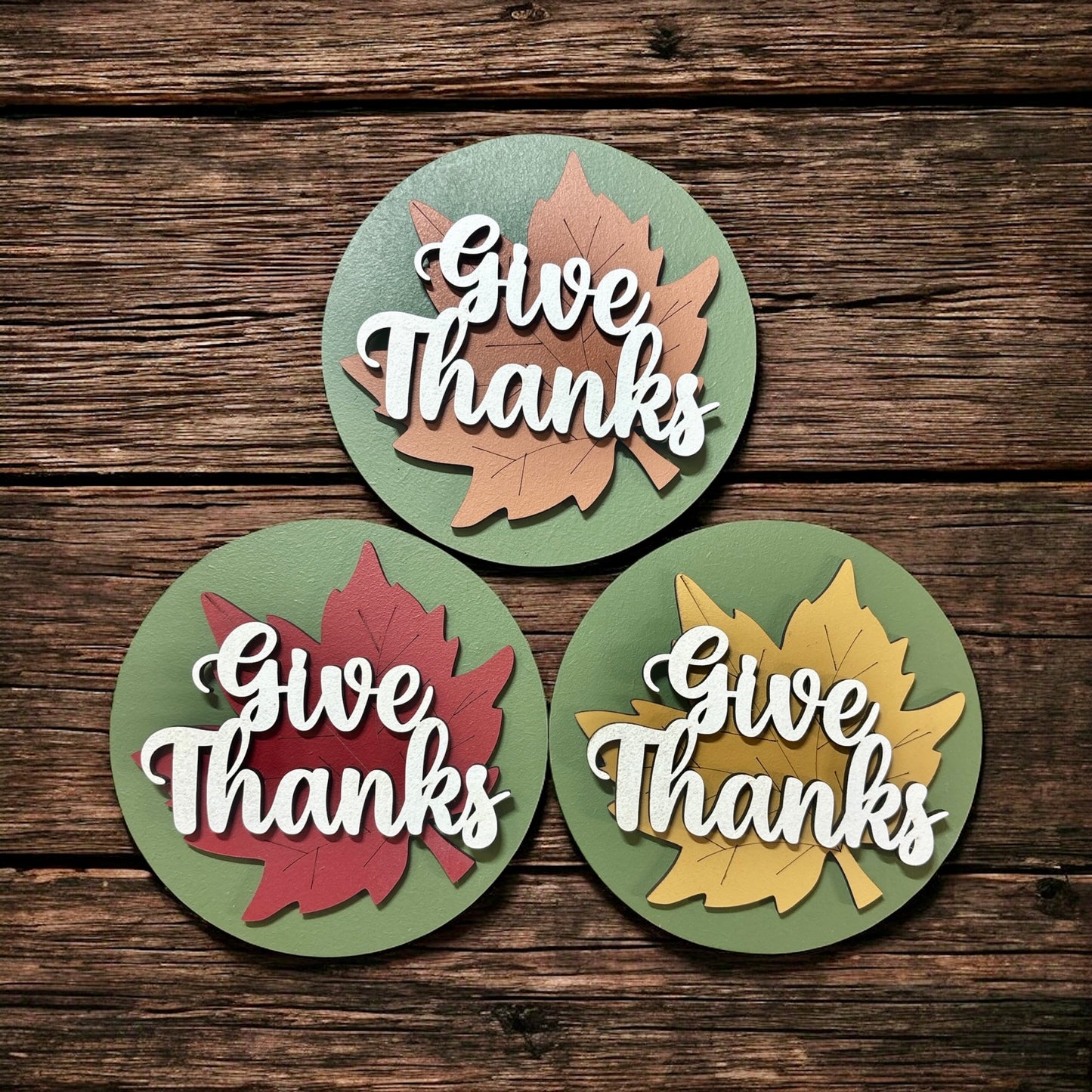 Give Thanks Leaf Round Insert
