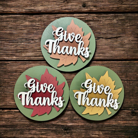 Give Thanks Leaf Round Insert
