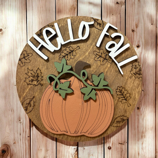 Hello Fall Pumpkin Round Insert