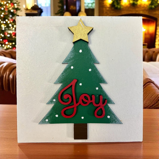 Joy Christmas Tree Square Insert