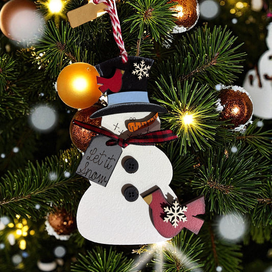 Cardinal Snowman Christmas Ornament