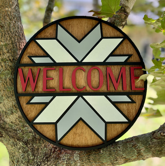 Barn Quilt Welcome Sign