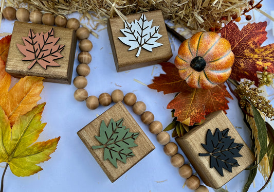 Wood Block with Leaf