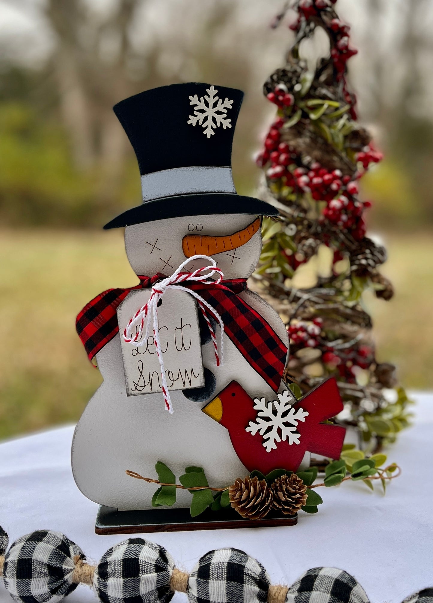 Snowman Large 10.5" WITH Greenery