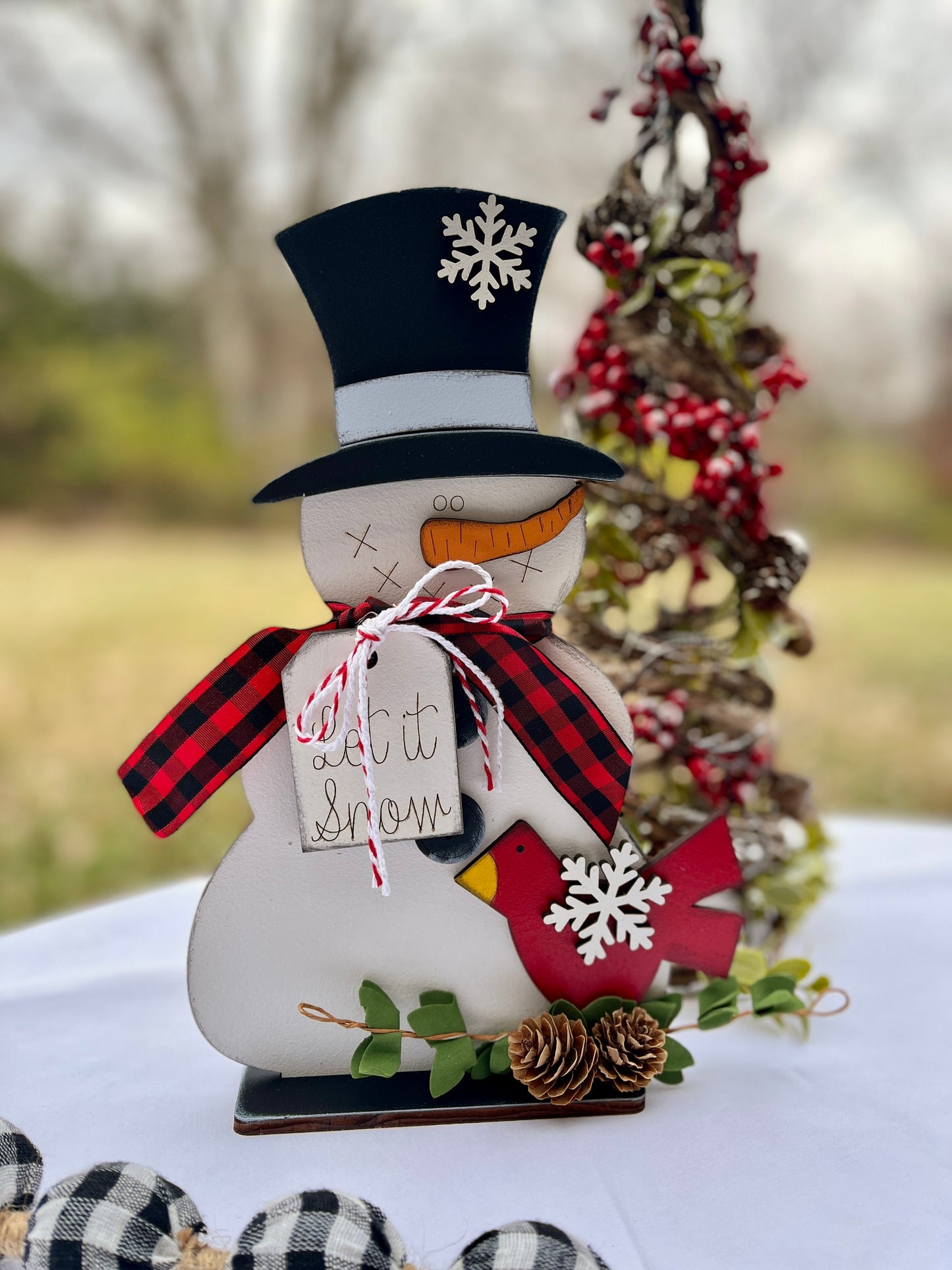 Snowman Large 10.5" WITH Greenery