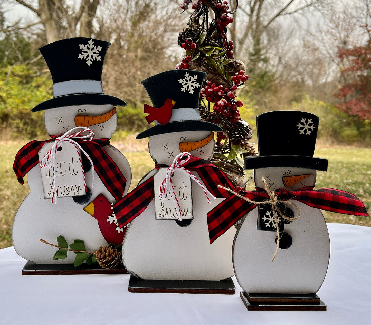 Snowman Large 10.5" WITH Greenery