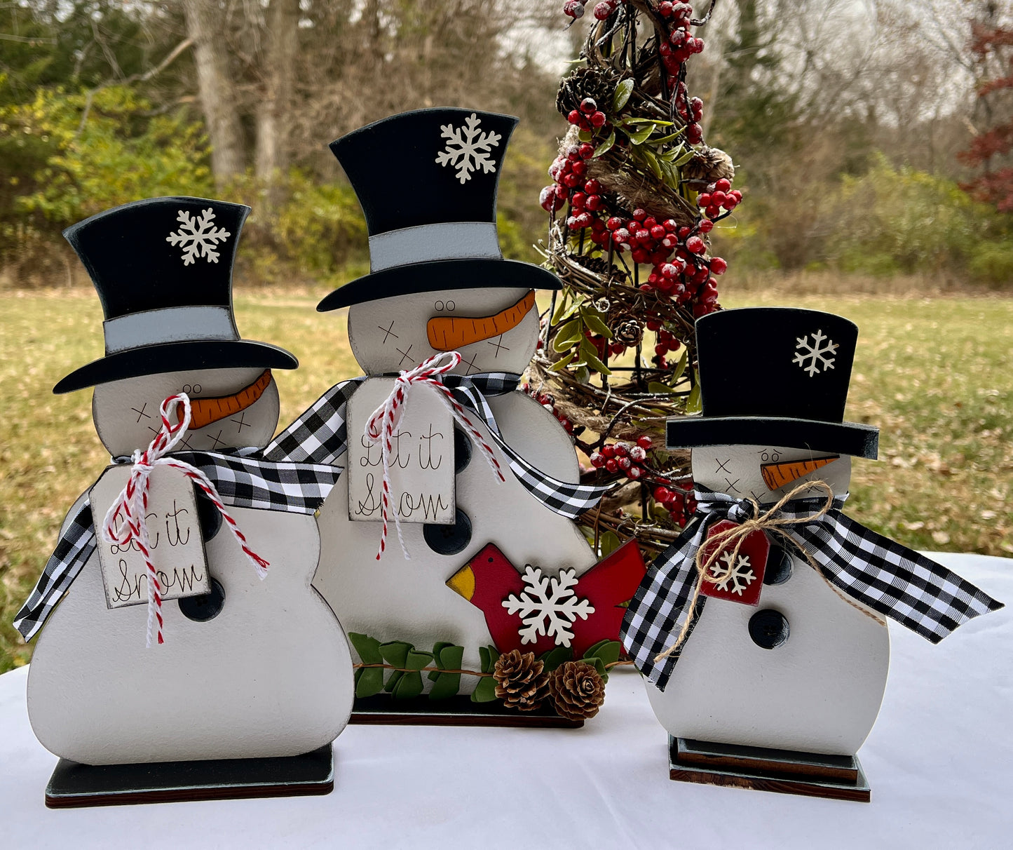 Snowman Large 10.5" WITH Greenery