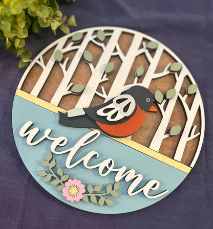 Welcome Robin Round Sign