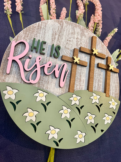 He is Risen Round Sign