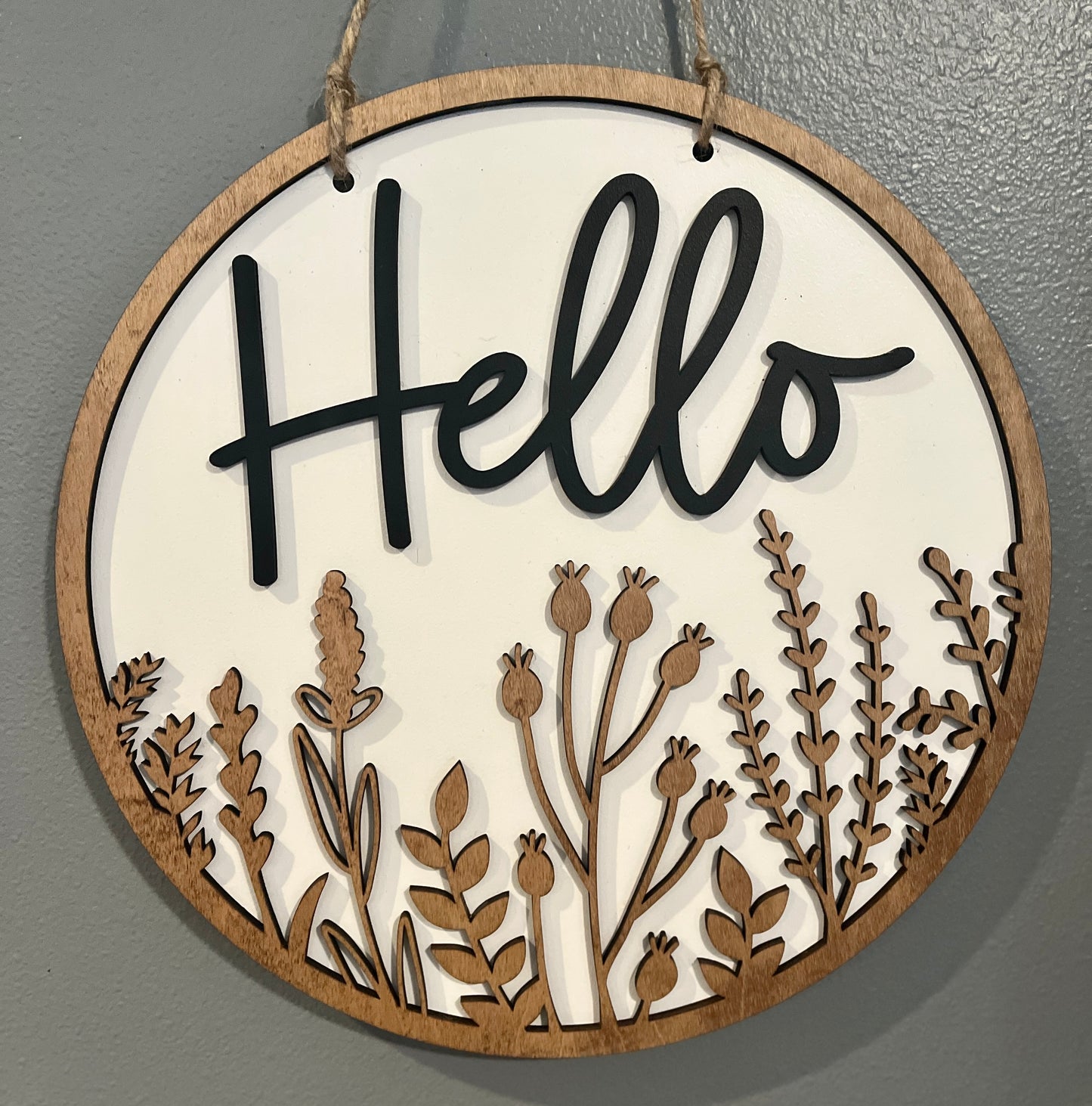 Hello Floral Door Hanger