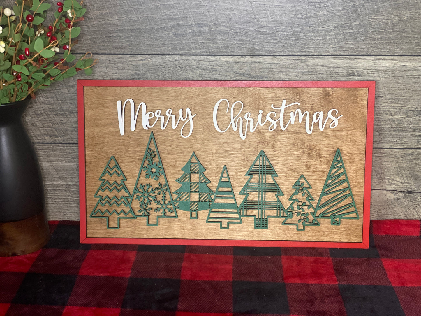 Merry Christmas with Trees Sign